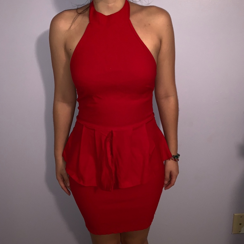 RED FITTED DRESS